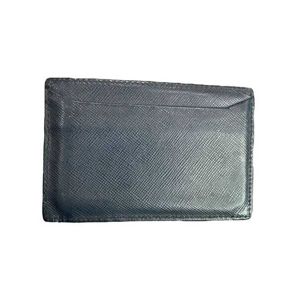 Prada Saffiano Leather Pouch Card Case Holder Navy With Orange Stripe Minimalist - Picture 2 of 5